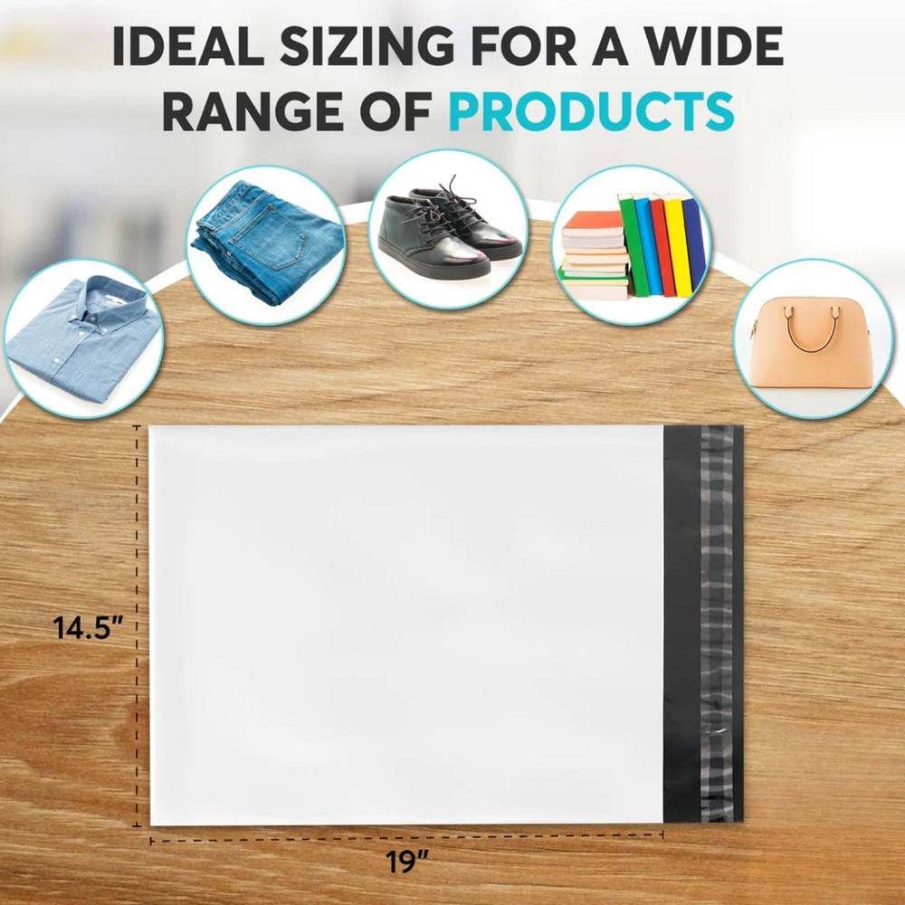 25 Pcs - 14.5 x 19 Glossy White Poly Bag Mailer Envelopes